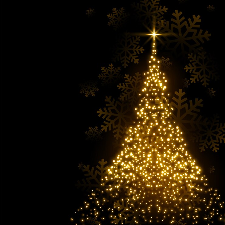 Vector gratuito hermoso árbol de navidad hecho con destellos