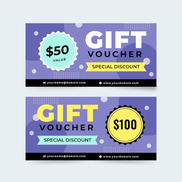 Hermoso banner de vale de regalo de diseño plano