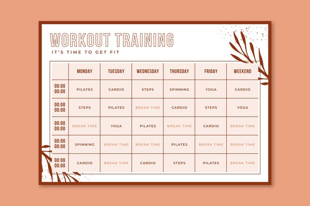 Hermoso calendario de planes de entrenamiento