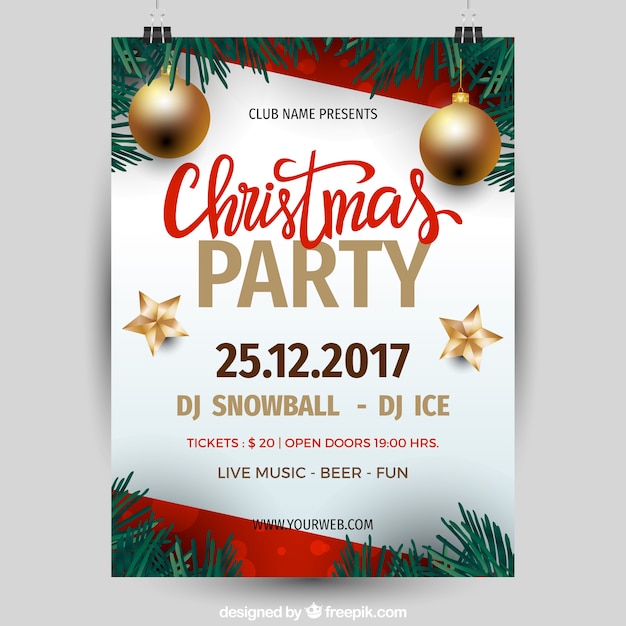 Hermoso cartel realista para una fiesta de navidad