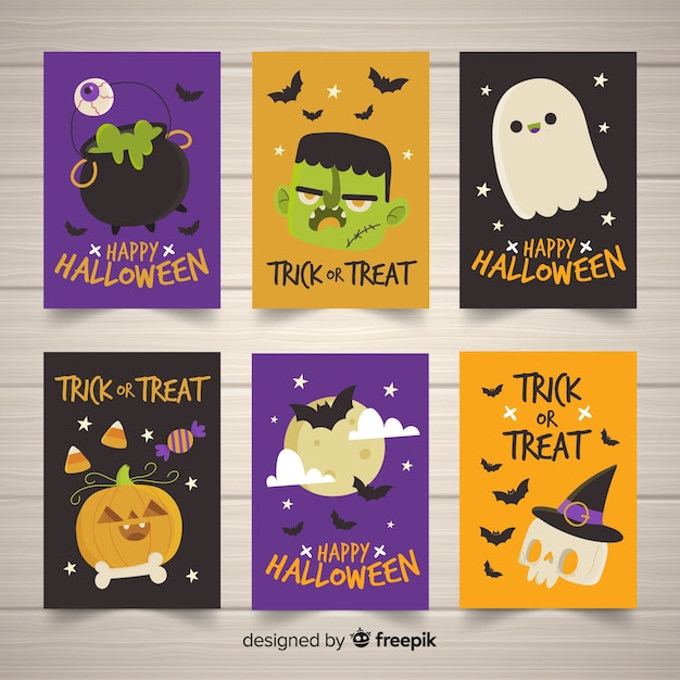 Hermoso colección de tarjetas de halloween