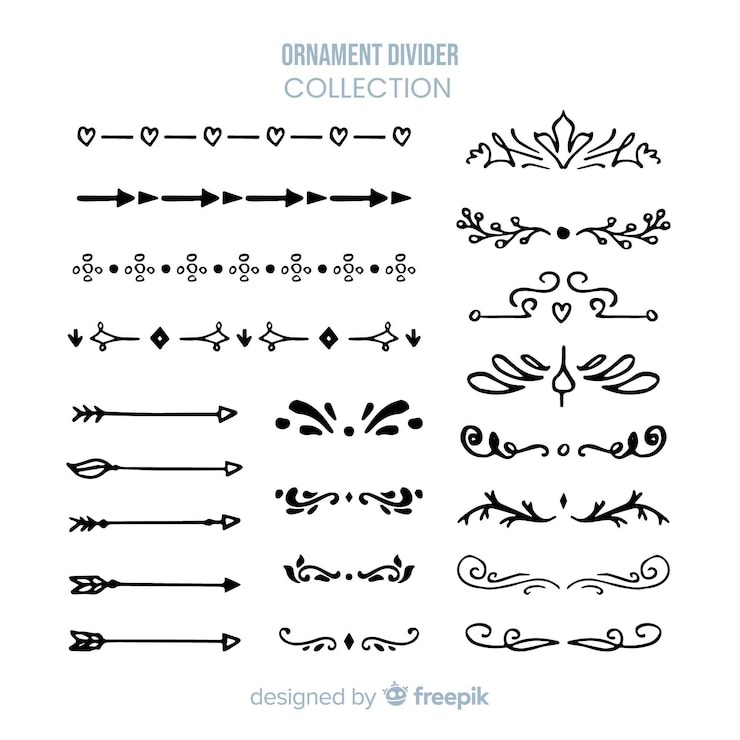 Vector gratuito hermoso conjunto de divisores ornamentales dibujados a mano