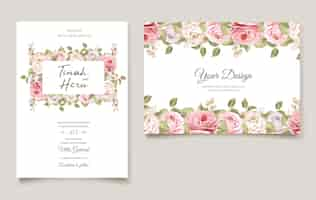 Vector gratuito hermoso conjunto floral de tarjetas de boda