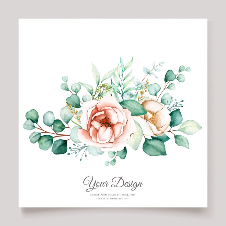 Vector gratuito hermoso conjunto de tarjetas de invitación de boda de eucalipto
