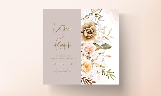 Vector gratuito hermoso conjunto de tarjetas de invitación de boda de flores dibujadas a mano