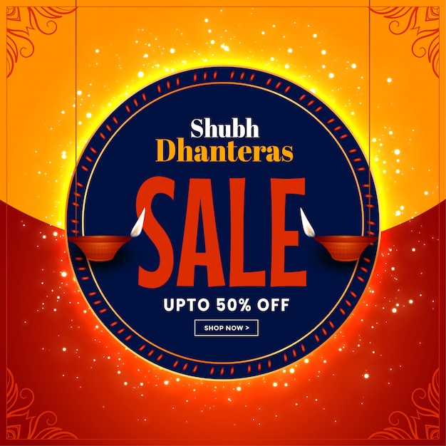 Hermoso dhanteras festival venta banner decorativo