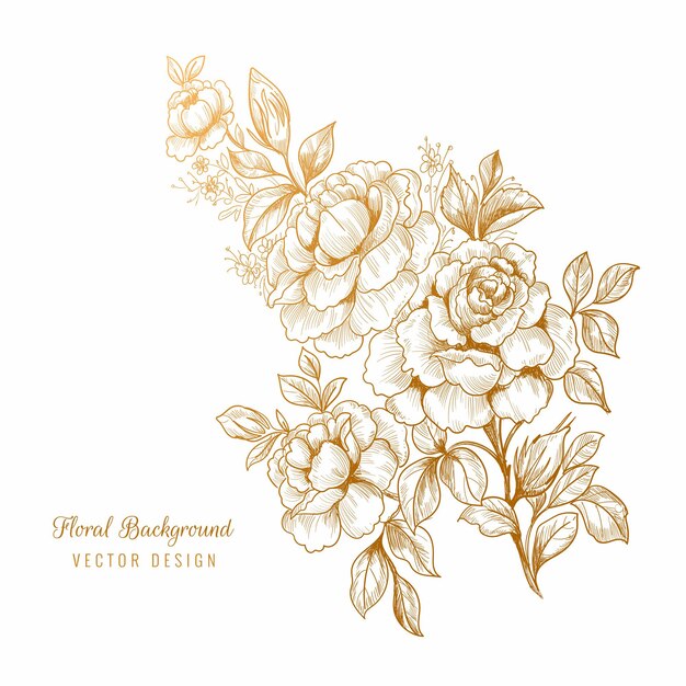 Hermoso dibujo floral dorado decorativo