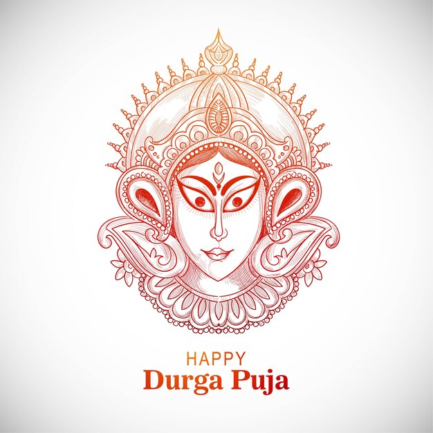 Hermoso dibujo a mano para el fondo de celebración de durga puja