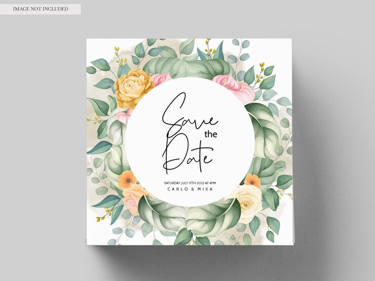 hermoso dibujo a mano invitación de boda diseño floral