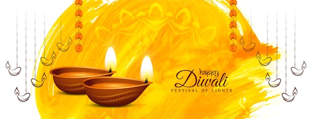 Hermoso diseño de banner de festival cultural happy diwali