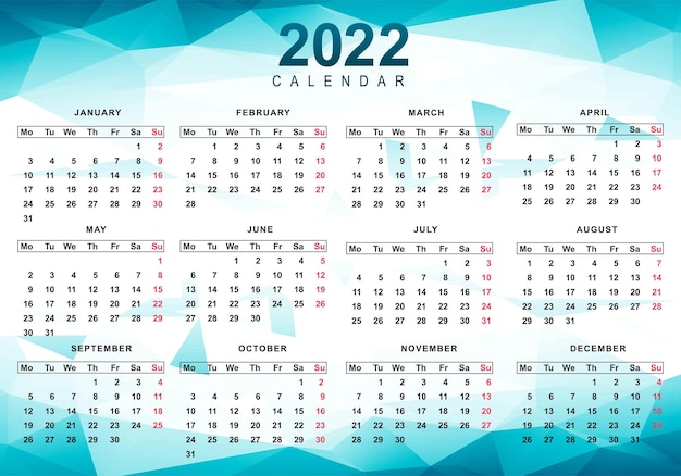 Hermoso diseño de calendario de año nuevo 2022 estilo ola