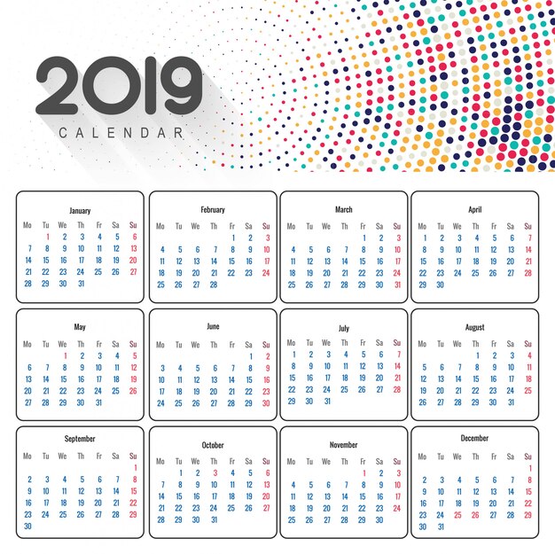 Hermoso diseño de calendario de negocios 2019
