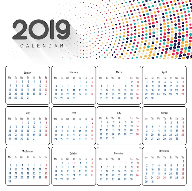 Hermoso diseño de calendario de negocios 2019