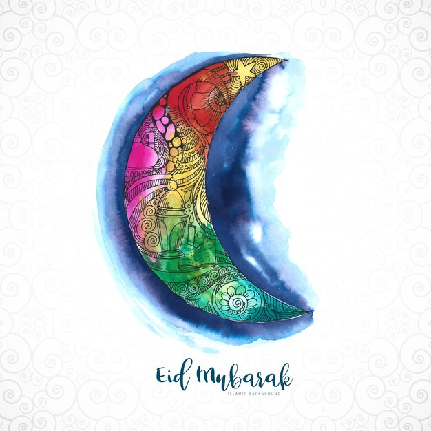 Hermoso diseño decorativo de tarjeta de luna eid mubarak