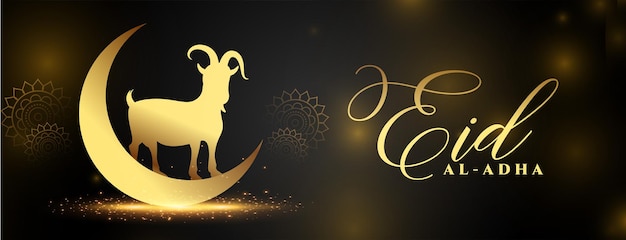 Vector gratuito hermoso diseño dorado de banner brillante eid al adha