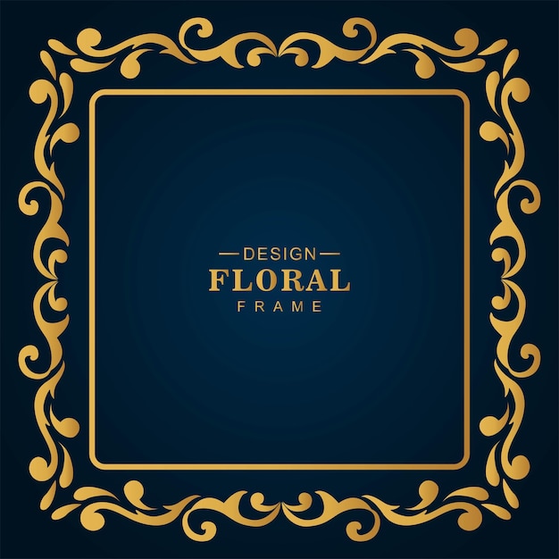 Hermoso diseño de marco floral artístico de lujo dorado decorativo