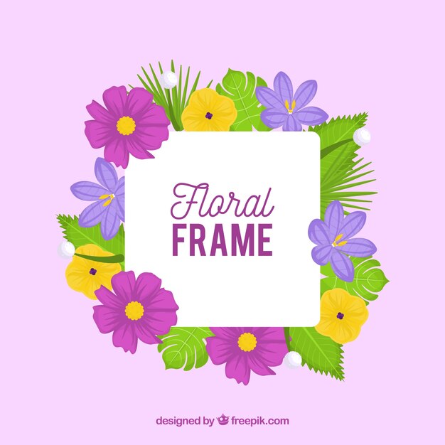 Hermoso diseño de marco floral