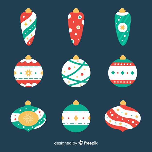 Hermoso diseño plano bolas de navidad