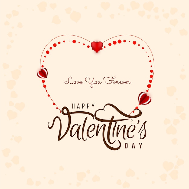 Vector gratuito hermoso diseño de tarjeta de felicitación de celebración del día de san valentín feliz