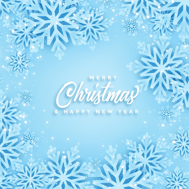 Hermoso diseño de tarjeta de feliz navidad e invierno copos de nieve