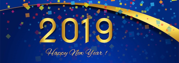 Vector gratuito hermoso diseño de texto banner feliz año nuevo 2019