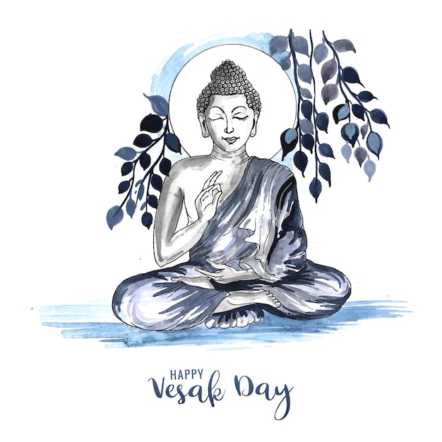 Hermoso feliz día de vesak buda jayanti fondo de tarjeta tradicional