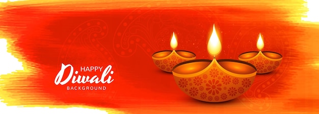 Hermoso festival feliz diwali lámpara de aceite diseño de banner