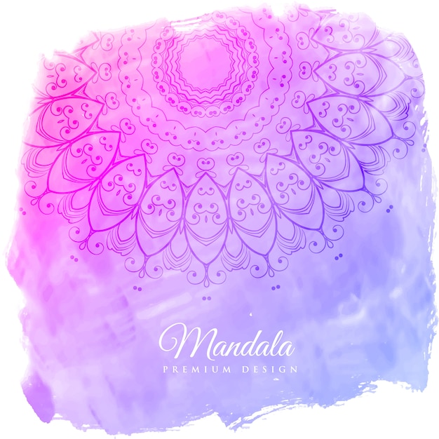 Vector gratuito hermoso fondo de acuarela con arte de mandala