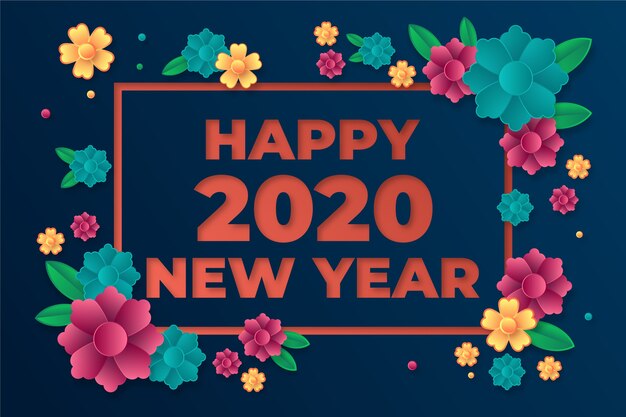 Hermoso fondo de año nuevo 2020 en papel