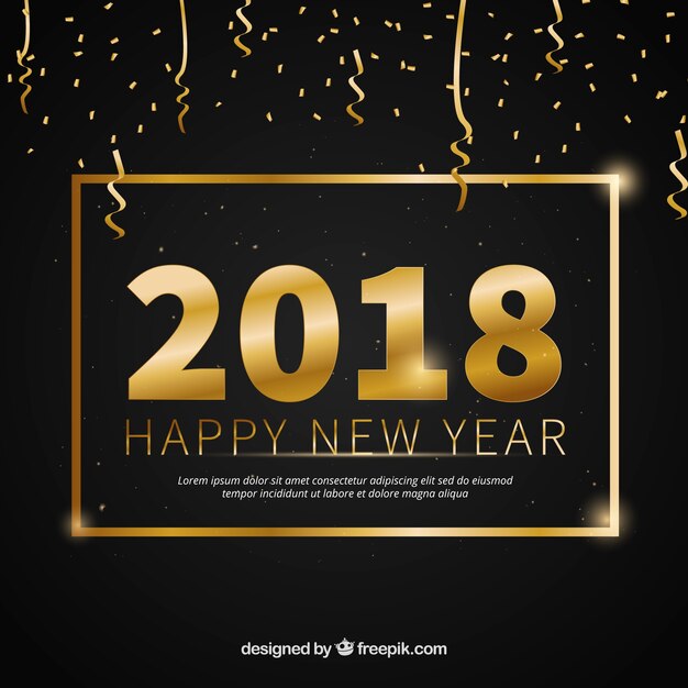 Hermoso fondo de año nuevo con confeti dorado