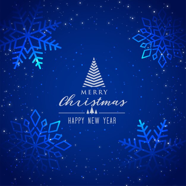 Hermoso fondo de copos de nieve azul para feliz navidad