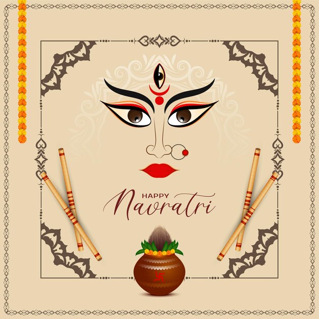 Hermoso fondo decorativo del festival indio Durga Puja y Happy navratri