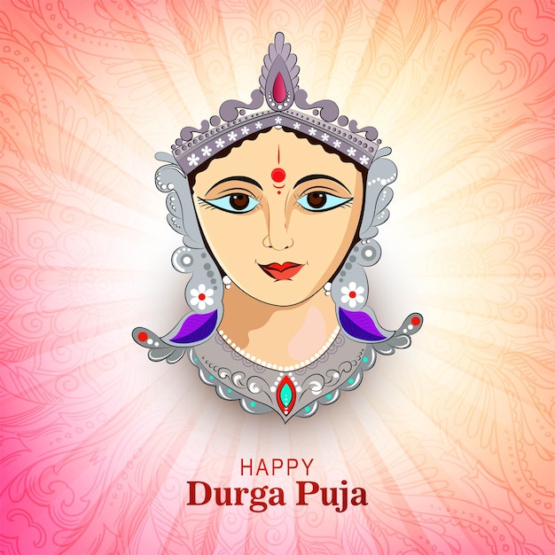 Vector gratuito hermoso fondo decorativo de tarjeta del festival indio durga puja feliz