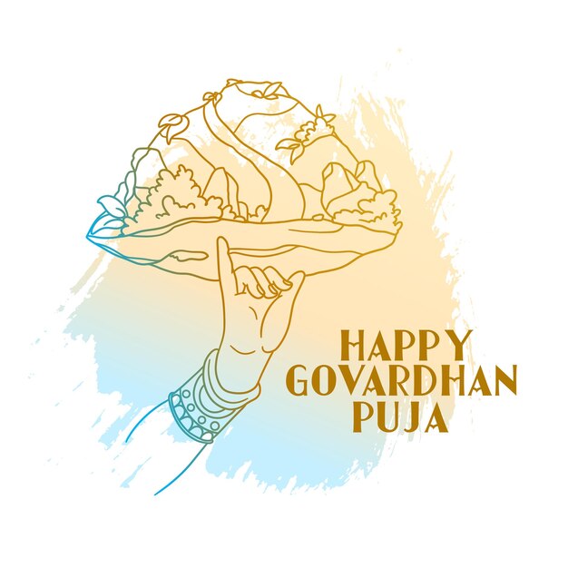 hermoso fondo espiritual de govardhan puja para el vector de bendición del señor krishna