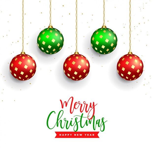 Hermoso fondo de feliz navidad con decoración realista de bolas