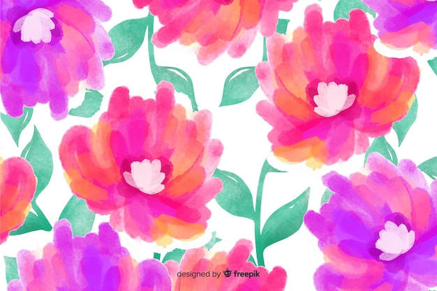 Vector gratuito hermoso fondo floral acuarela