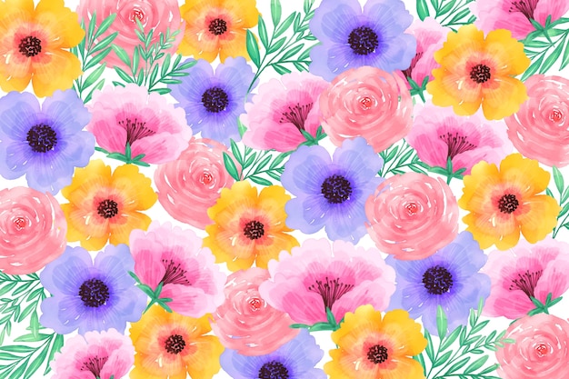 Hermoso fondo floral acuarela