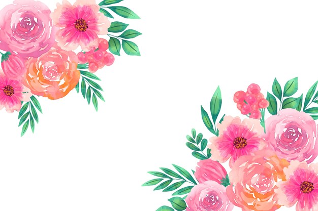 Hermoso fondo floral acuarela