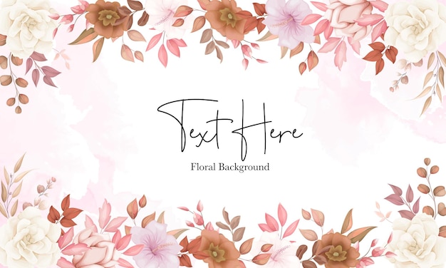 Vector gratuito hermoso fondo floral boho con flor marrón