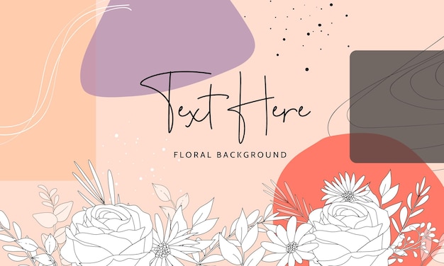 Vector gratuito hermoso fondo floral con diseño monoline