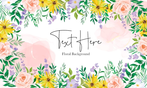 Hermoso fondo floral de flores silvestres con tinta de alcohol