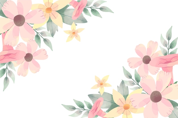 Hermoso fondo con flores de acuarela en colores pastel