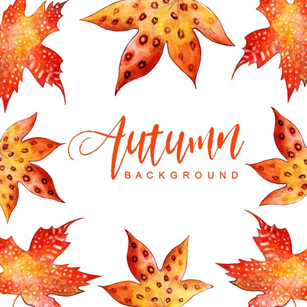 Hermoso fondo de hojas de otoño de acuarela