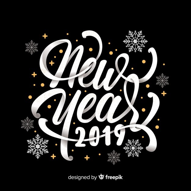 Hermoso fondo de lettering de año nuevo 2019