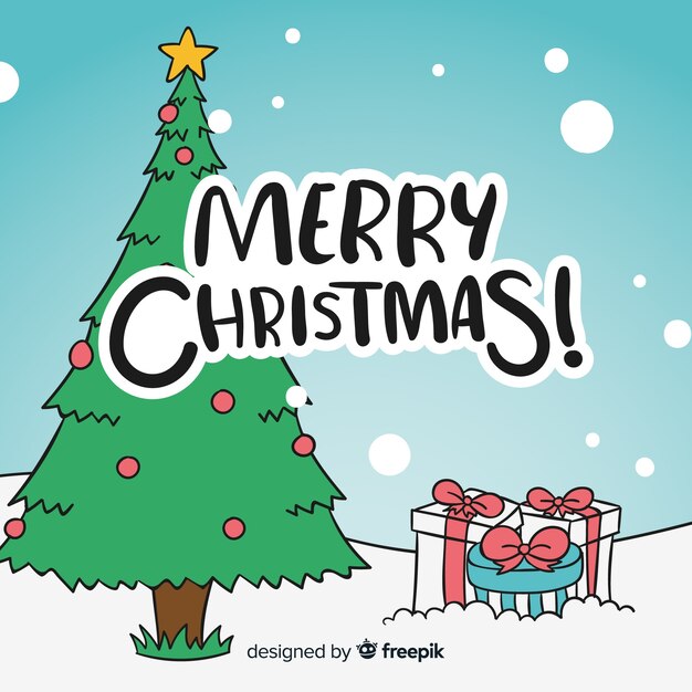 Un hermoso fondo navideño dibujado a mano.