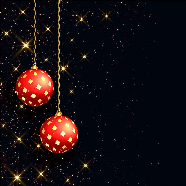 Vector gratuito hermoso fondo negro de navidad con bola roja realista