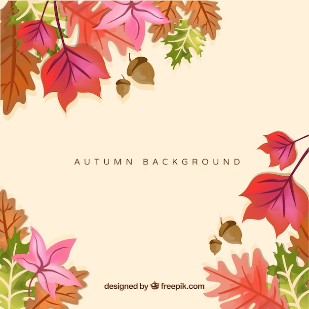 Vector gratuito hermoso fondo de otoño