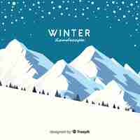 Vector gratuito hermoso fondo de paisaje de invierno