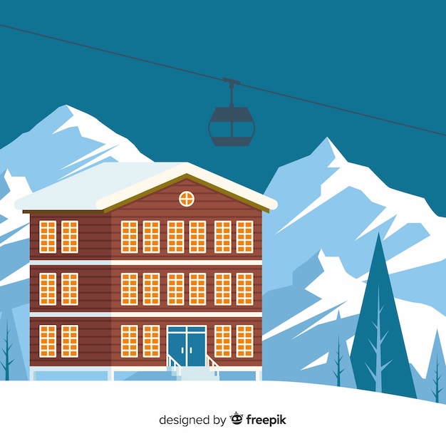 Vector gratuito hermoso fondo de paisaje de invierno