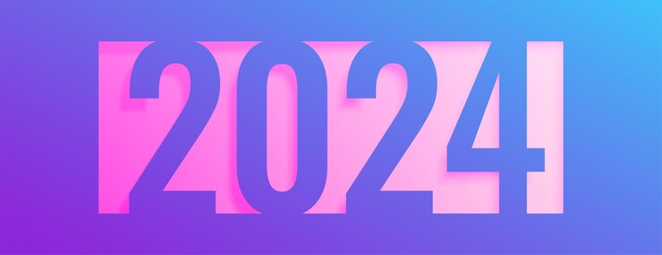 Vector gratuito hermoso fondo de pantalla de evento de año nuevo 2024 con vector de espacio de texto